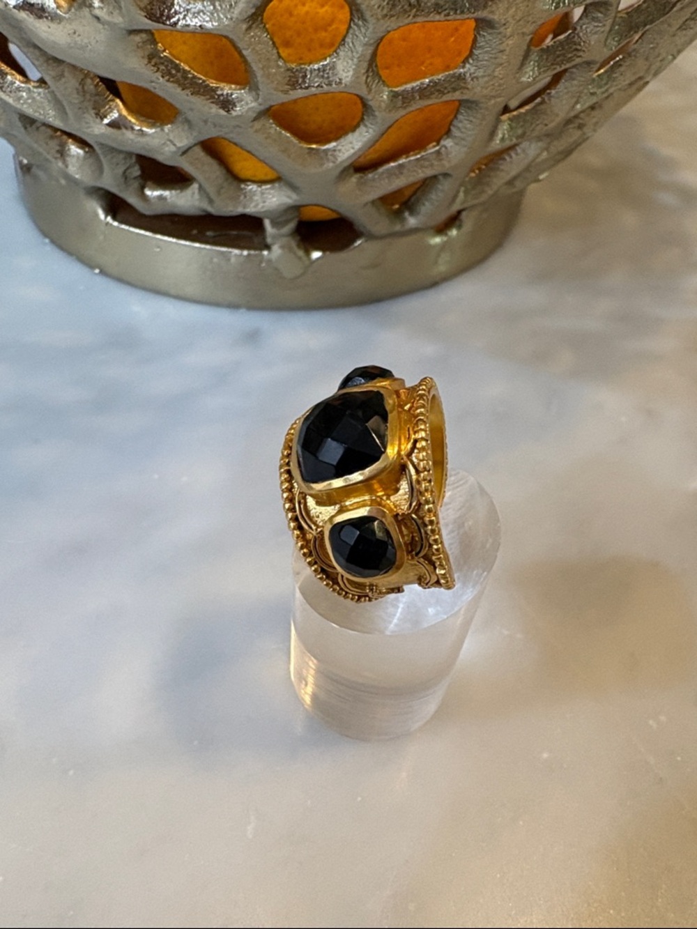 Julie Vos Trieste Statement Ring in Black - Picture 2 of 5